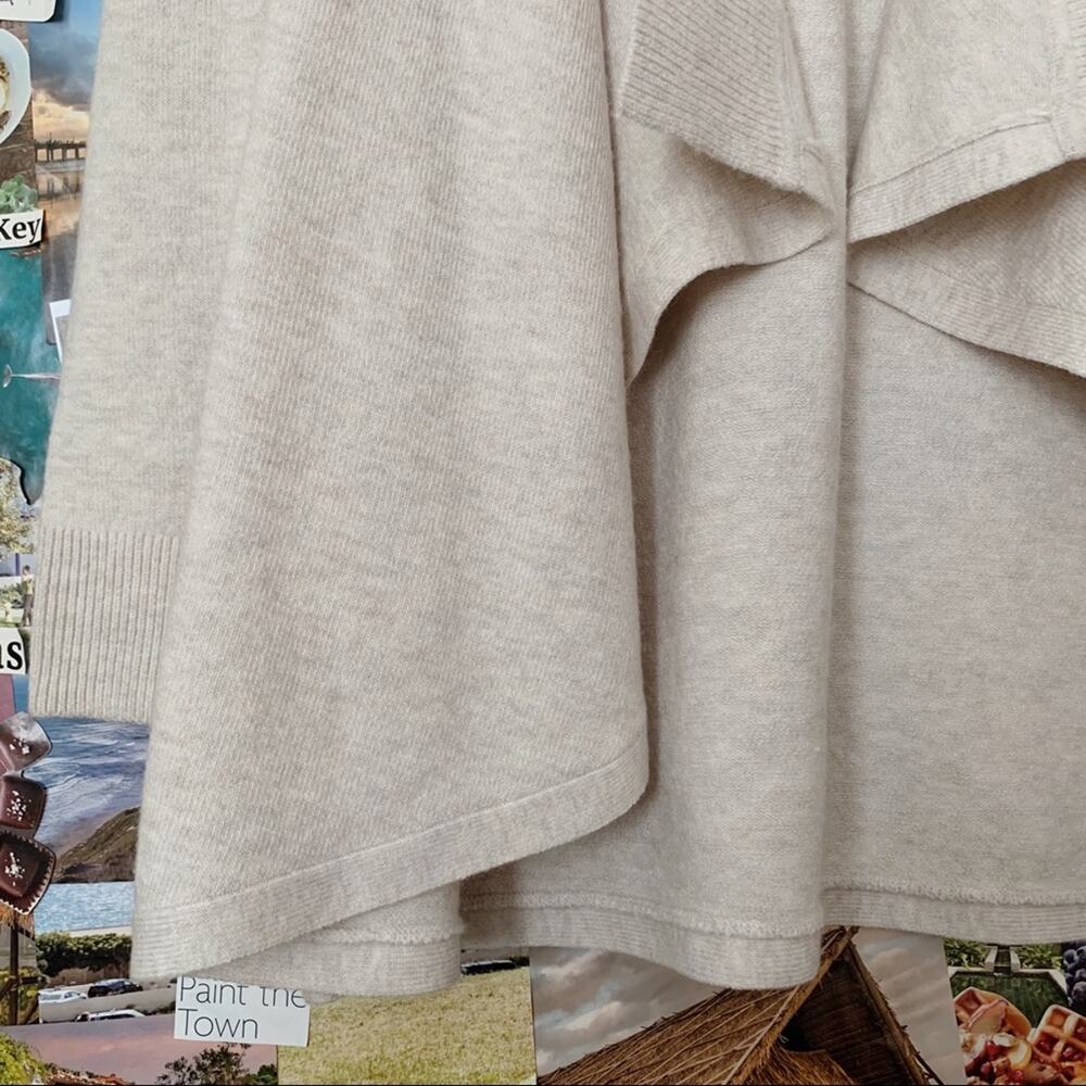 Cream LOFT Wool Blend Waterfall Open Front Cardigan Sweater S - Picture 5 of 9